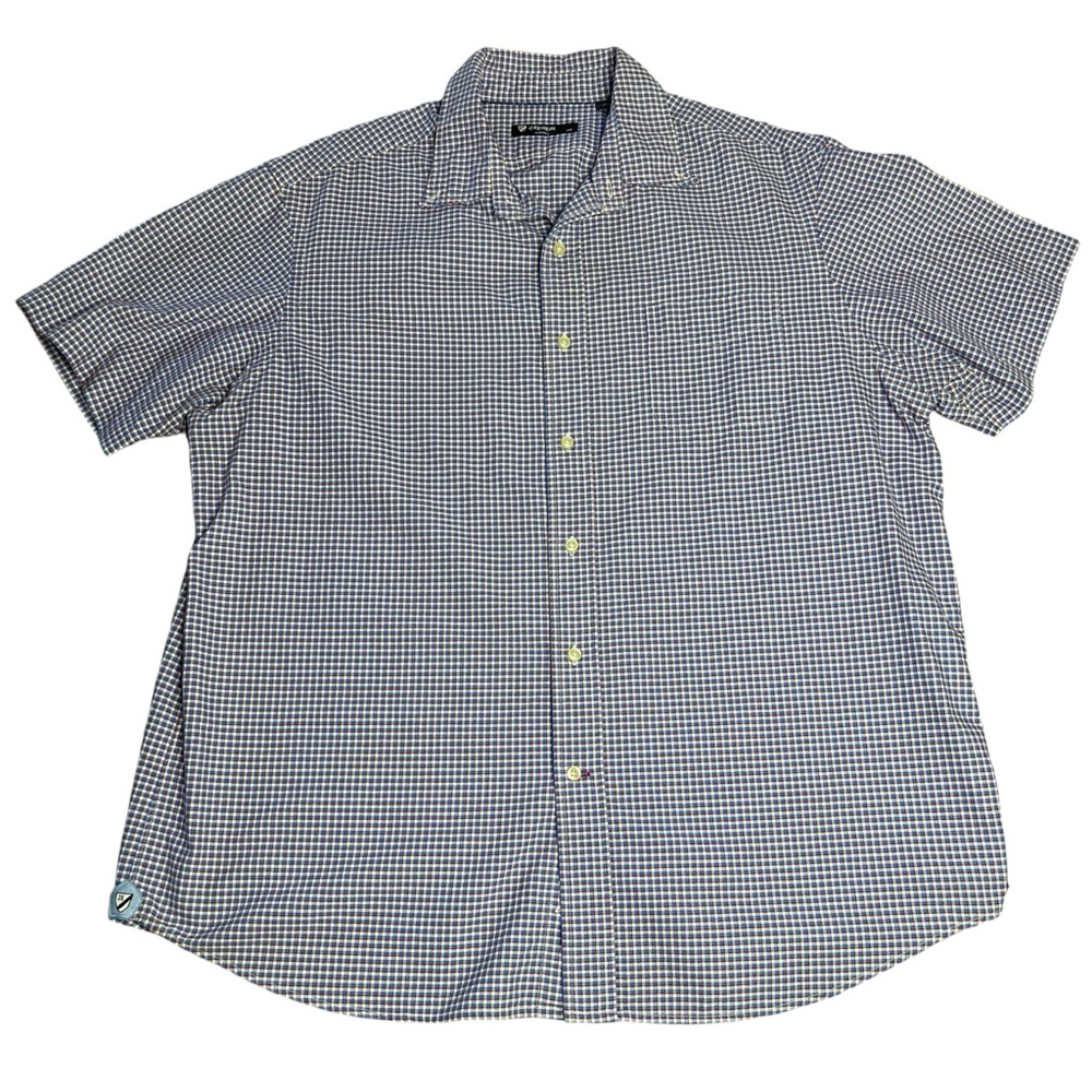 CREMEIUX Mens Button Up Short Sleeve XL Blue/Red